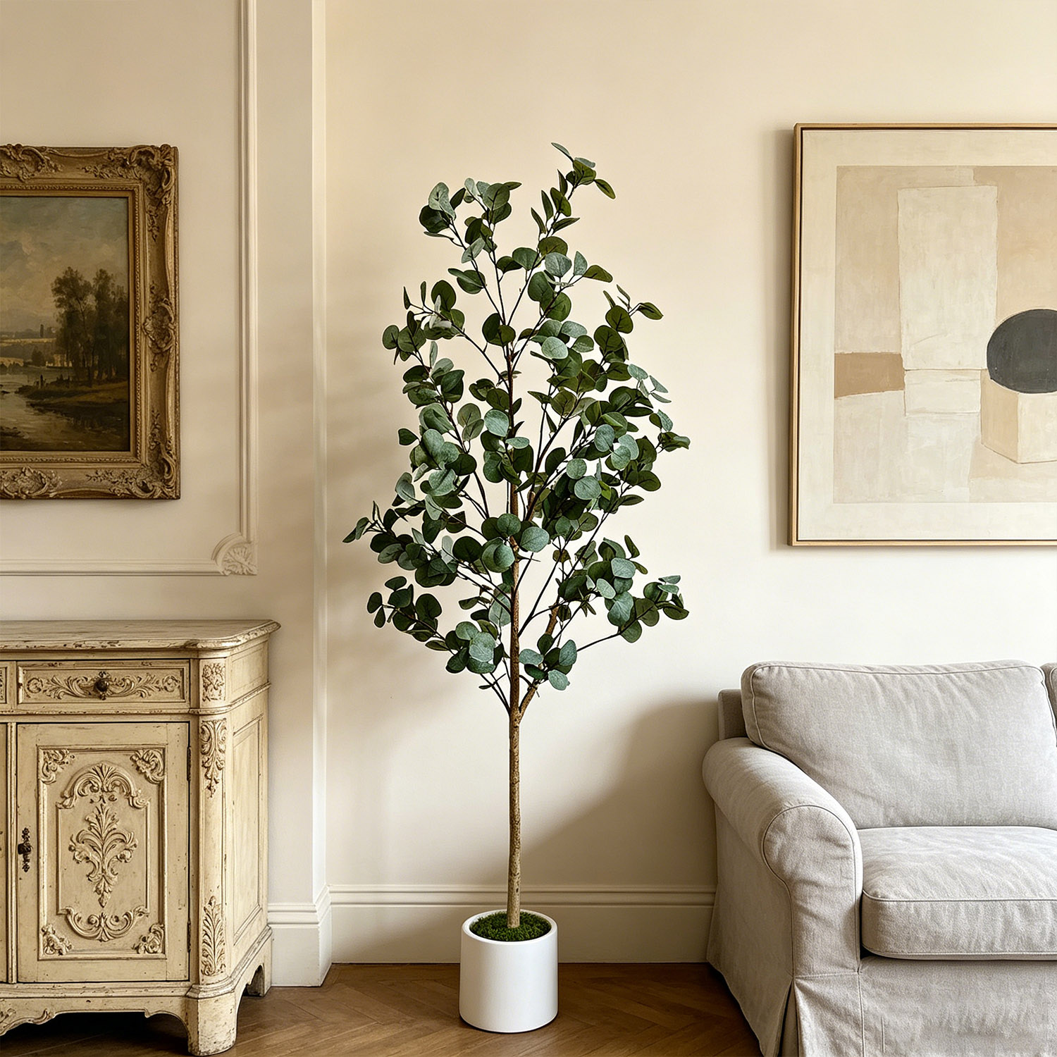 Dracaena Marginata - 120-155Cm/5.1Ft Kunstmatige Eucalyptusboom Realistisch Kunstgroen voor